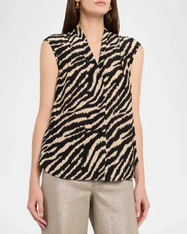 Maison Common Animal-Print Silk Sleeveless Blouse | Thumbnail 4 Maison Common Animal-Print Silk Sleeveless Blouse | Thumbnail 4