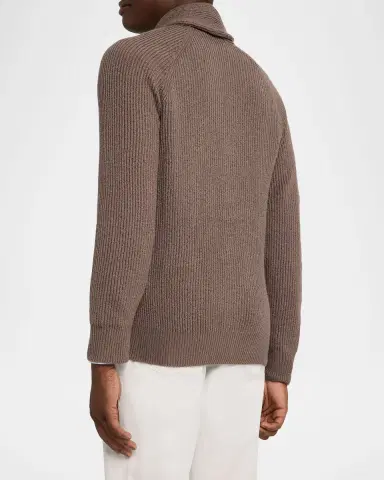 Brunello Cucinelli Men's Cotton Rib Shawl Cardigan | Thumbnail 3 Brunello Cucinelli Men's Cotton Rib Shawl Cardigan | Thumbnail 3