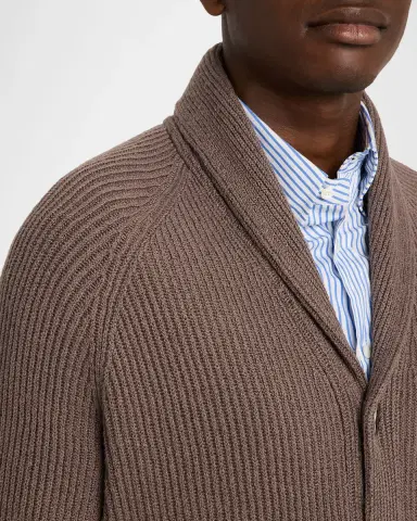 Brunello Cucinelli Men's Cotton Rib Shawl Cardigan | Thumbnail 5 Brunello Cucinelli Men's Cotton Rib Shawl Cardigan | Thumbnail 5