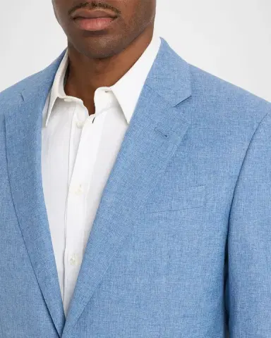 Emporio Armani Men's Wool, Cotton and Silk Sharkskin Two-Piece Suit | Thumbnail 6 Emporio Armani Men's Wool, Cotton and Silk Sharkskin Two-Piece Suit | Thumbnail 6