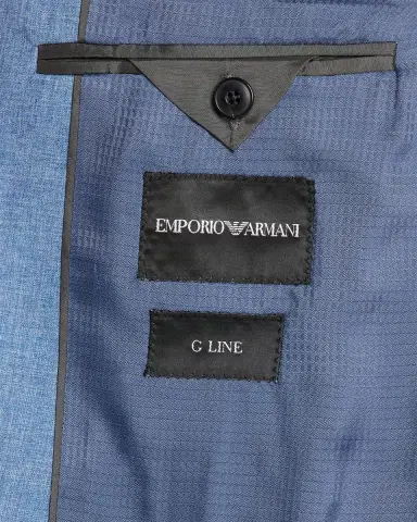 Emporio Armani Men's Wool, Cotton and Silk Sharkskin Two-Piece Suit | Thumbnail 7 Emporio Armani Men's Wool, Cotton and Silk Sharkskin Two-Piece Suit | Thumbnail 7