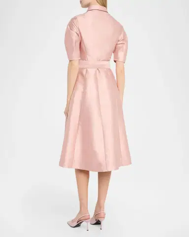 Rickie Freeman for Teri Jon Floral-Embroidered Shimmer Jacquard Midi Shirtdress | Thumbnail 3 Rickie Freeman for Teri Jon Floral-Embroidered Shimmer Jacquard Midi Shirtdress | Thumbnail 3
