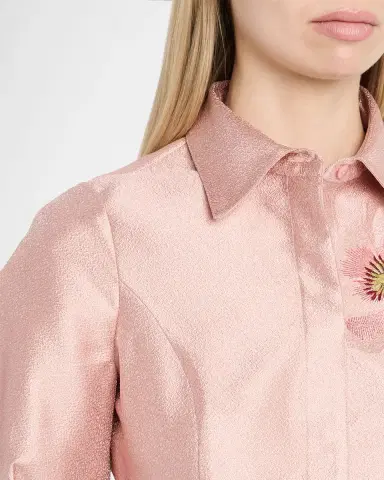 Rickie Freeman for Teri Jon Floral-Embroidered Shimmer Jacquard Midi Shirtdress | Thumbnail 5 Rickie Freeman for Teri Jon Floral-Embroidered Shimmer Jacquard Midi Shirtdress | Thumbnail 5
