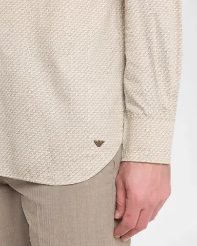 Emporio Armani Men's Cotton Stretch Micro-Abstract Sport Shirt | Thumbnail 5 Emporio Armani Men's Cotton Stretch Micro-Abstract Sport Shirt | Thumbnail 5