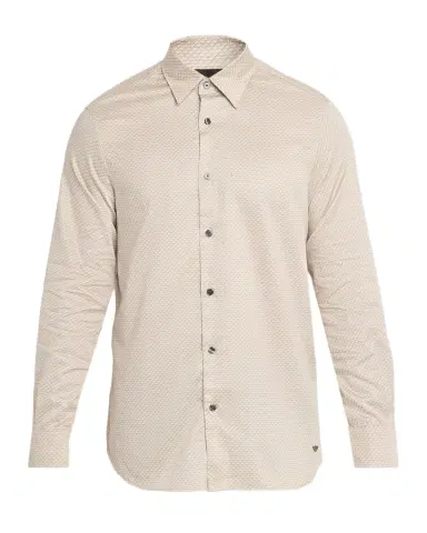 Emporio Armani Men's Cotton Stretch Micro-Abstract Sport Shirt | Thumbnail 1 Emporio Armani Men's Cotton Stretch Micro-Abstract Sport Shirt | Thumbnail 1