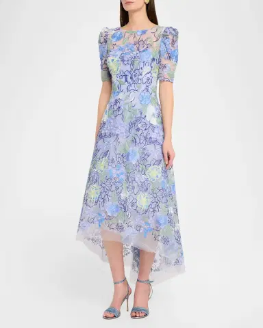 Rickie Freeman for Teri Jon High-Low Embroidered Tulle Maxi Dress | Thumbnail 4 Rickie Freeman for Teri Jon High-Low Embroidered Tulle Maxi Dress | Thumbnail 4