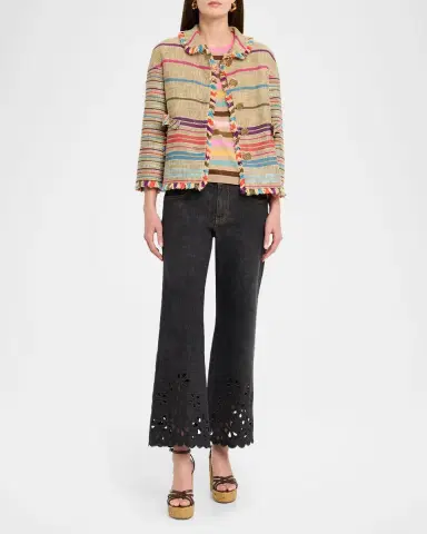 Maison Common Eyelet Scalloped Flare Crop Jeans | Thumbnail 2 Maison Common Eyelet Scalloped Flare Crop Jeans | Thumbnail 2