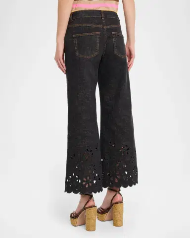 Maison Common Eyelet Scalloped Flare Crop Jeans | Thumbnail 3 Maison Common Eyelet Scalloped Flare Crop Jeans | Thumbnail 3