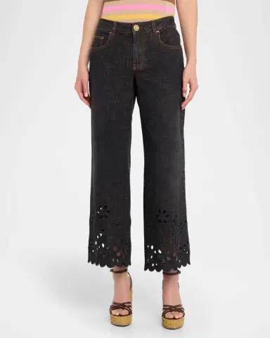 Maison Common Eyelet Scalloped Flare Crop Jeans | Thumbnail 4 Maison Common Eyelet Scalloped Flare Crop Jeans | Thumbnail 4