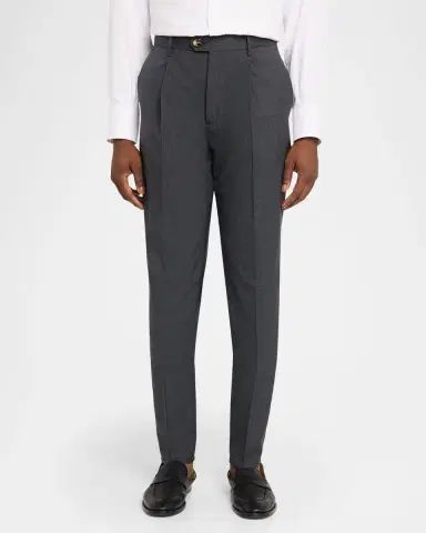 Brunello Cucinelli Men's Wool Sharkskin Pleated Pants | Thumbnail 4 Brunello Cucinelli Men's Wool Sharkskin Pleated Pants | Thumbnail 4