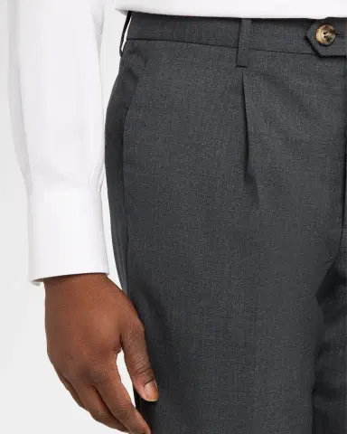 Brunello Cucinelli Men's Wool Sharkskin Pleated Pants | Thumbnail 5 Brunello Cucinelli Men's Wool Sharkskin Pleated Pants | Thumbnail 5