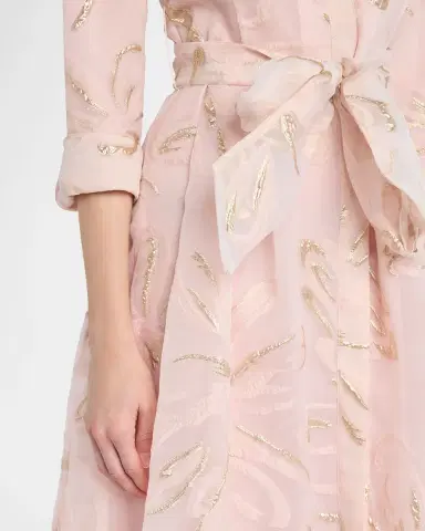 Rickie Freeman for Teri Jon Metallic Organza Jacquard Shirt Gown | Thumbnail 5 Rickie Freeman for Teri Jon Metallic Organza Jacquard Shirt Gown | Thumbnail 5