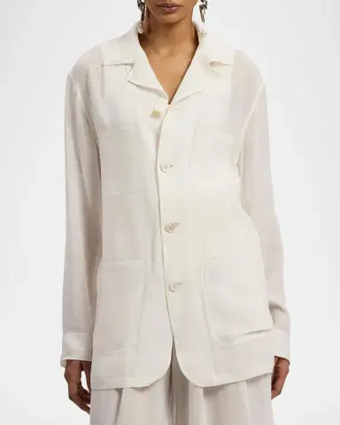 Ralph Lauren Collection Trish Linen Voile Jacket | Thumbnail 4 Ralph Lauren Collection Trish Linen Voile Jacket | Thumbnail 4
