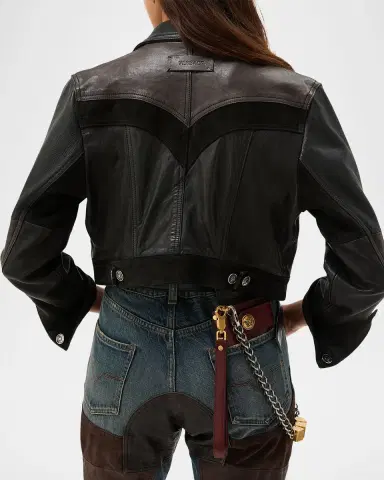 Versace Slim Leather Patchwork Jacket | Thumbnail 2 Versace Slim Leather Patchwork Jacket | Thumbnail 2
