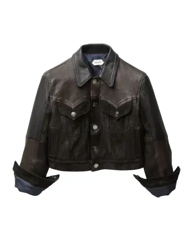 Versace Slim Leather Patchwork Jacket | Thumbnail 1 Versace Slim Leather Patchwork Jacket | Thumbnail 1