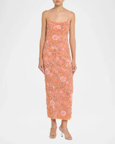 Rachel Gilbert Francesca Flower Embellished Column Dress | Thumbnail 2 Rachel Gilbert Francesca Flower Embellished Column Dress | Thumbnail 2