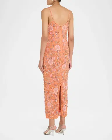 Rachel Gilbert Francesca Flower Embellished Column Dress | Thumbnail 3 Rachel Gilbert Francesca Flower Embellished Column Dress | Thumbnail 3