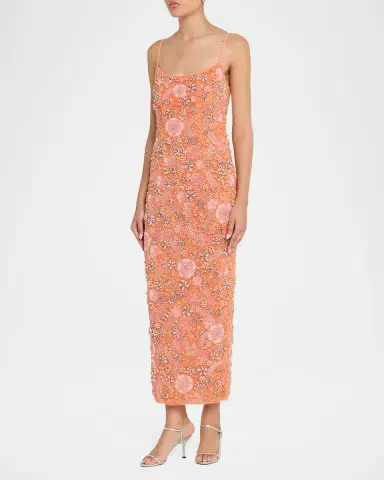 Rachel Gilbert Francesca Flower Embellished Column Dress | Thumbnail 4 Rachel Gilbert Francesca Flower Embellished Column Dress | Thumbnail 4