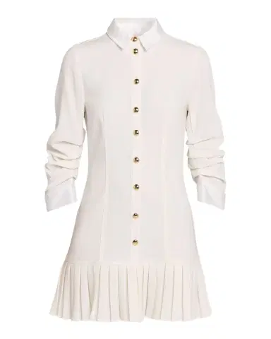 Cinq à Sept Luca Drapey Crepe Mini Shirtdress | Thumbnail 1 Cinq à Sept Luca Drapey Crepe Mini Shirtdress | Thumbnail 1