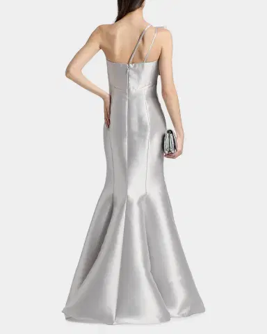 Amsale Metallic Satin Bow Mermaid Gown | Thumbnail 3 Amsale Metallic Satin Bow Mermaid Gown | Thumbnail 3