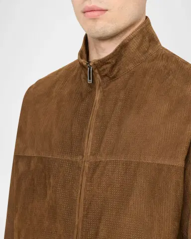 Emporio Armani Men's Perforated Suede Stand-Collar Blouson | Thumbnail 5 Emporio Armani Men's Perforated Suede Stand-Collar Blouson | Thumbnail 5