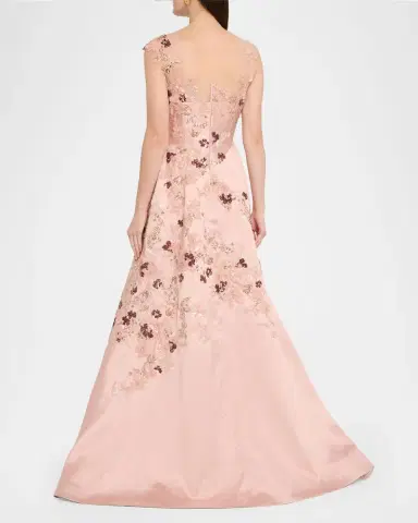 Rickie Freeman for Teri Jon Sequin Floral-Embroidered Jacquard Gown | Thumbnail 3 Rickie Freeman for Teri Jon Sequin Floral-Embroidered Jacquard Gown | Thumbnail 3
