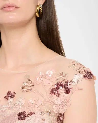 Rickie Freeman for Teri Jon Sequin Floral-Embroidered Jacquard Gown | Thumbnail 5 Rickie Freeman for Teri Jon Sequin Floral-Embroidered Jacquard Gown | Thumbnail 5