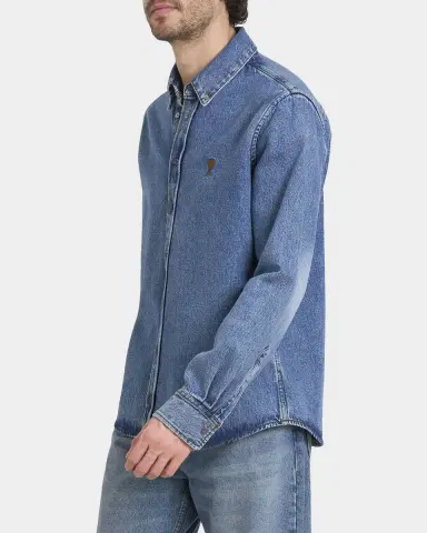 Ami Paris Men 's Ami de Coeur Denim Button-Down Shirt | Thumbnail 6 Ami Paris Men 's Ami de Coeur Denim Button-Down Shirt | Thumbnail 6