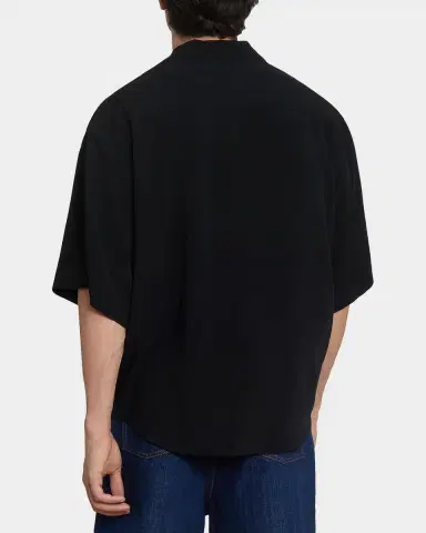Ami Paris Men 's Embroidered Boxy-Fit Viscose Short-Sleeve Shirt | Thumbnail 3 Ami Paris Men 's Embroidered Boxy-Fit Viscose Short-Sleeve Shirt | Thumbnail 3