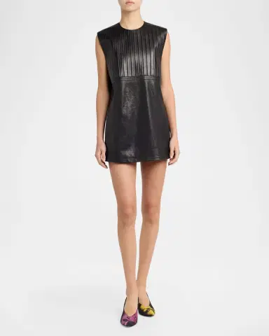 Versace Pleated Leather Mini Dress | Thumbnail 2 Versace Pleated Leather Mini Dress | Thumbnail 2