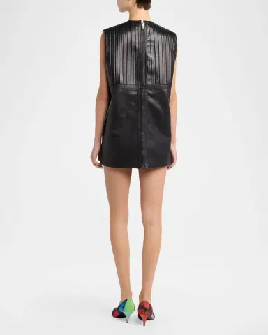 Versace Pleated Leather Mini Dress | Thumbnail 3 Versace Pleated Leather Mini Dress | Thumbnail 3
