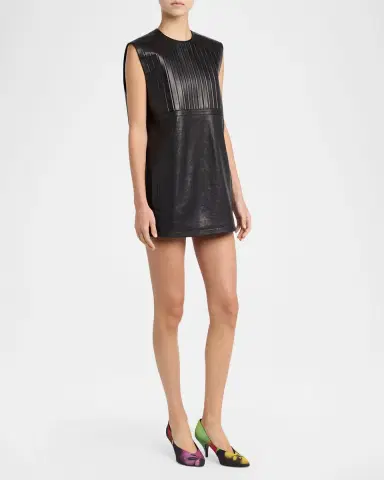 Versace Pleated Leather Mini Dress | Thumbnail 4 Versace Pleated Leather Mini Dress | Thumbnail 4