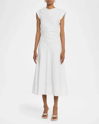 Veronica Beard Lisette Drop-Waist Stretch Cotton Midi Dress | Thumbnail 2 Veronica Beard Lisette Drop-Waist Stretch Cotton Midi Dress | Thumbnail 2