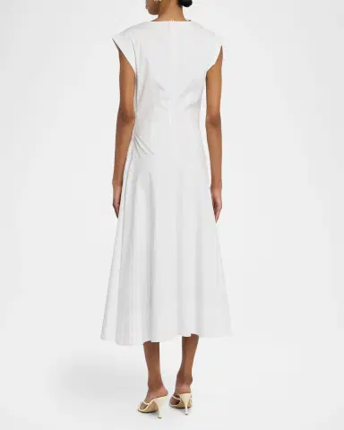 Veronica Beard Lisette Drop-Waist Stretch Cotton Midi Dress | Thumbnail 3 Veronica Beard Lisette Drop-Waist Stretch Cotton Midi Dress | Thumbnail 3
