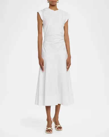 Veronica Beard Lisette Drop-Waist Stretch Cotton Midi Dress | Thumbnail 4 Veronica Beard Lisette Drop-Waist Stretch Cotton Midi Dress | Thumbnail 4