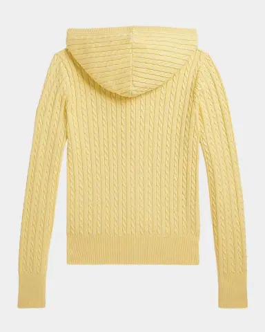 Polo Ralph Lauren Girl's Mini-Cable Cotton Full-Zip Hoodie, S-XL | Thumbnail 2 Polo Ralph Lauren Girl's Mini-Cable Cotton Full-Zip Hoodie, S-XL | Thumbnail 2