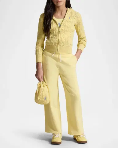 Polo Ralph Lauren Girl's Mini-Cable Cotton Full-Zip Hoodie, S-XL | Thumbnail 3 Polo Ralph Lauren Girl's Mini-Cable Cotton Full-Zip Hoodie, S-XL | Thumbnail 3