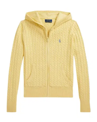 Polo Ralph Lauren Girl's Mini-Cable Cotton Full-Zip Hoodie, S-XL | Thumbnail 1 Polo Ralph Lauren Girl's Mini-Cable Cotton Full-Zip Hoodie, S-XL | Thumbnail 1