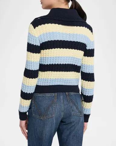 Guest in Residence Kirby Striped Cable-Knit Jacket | Thumbnail 3 Guest in Residence Kirby Striped Cable-Knit Jacket | Thumbnail 3