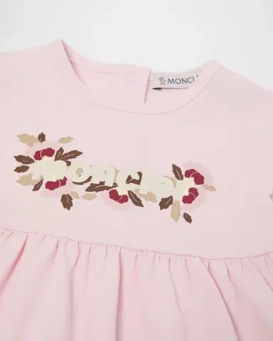 Moncler Girl 's Floral Logo Sleeveless Cotton Jersey Dress, Size 6M-3 | Thumbnail 3 Moncler Girl 's Floral Logo Sleeveless Cotton Jersey Dress, Size 6M-3 | Thumbnail 3