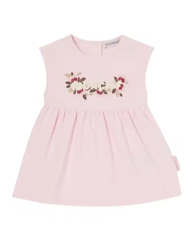 Moncler Girl 's Floral Logo Sleeveless Cotton Jersey Dress, Size 6M-3 | Thumbnail 1 Moncler Girl 's Floral Logo Sleeveless Cotton Jersey Dress, Size 6M-3 | Thumbnail 1