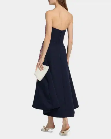 Amsale Floral Sequined Strapless Midi Cocktail Dress | Thumbnail 3 Amsale Floral Sequined Strapless Midi Cocktail Dress | Thumbnail 3