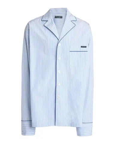 Dolce & Gabbana Men's Cotton and Silk Stripe Button-Down Shirt with Piping | Thumbnail 1 Dolce & Gabbana Men's Cotton and Silk Stripe Button-Down Shirt with Piping | Thumbnail 1