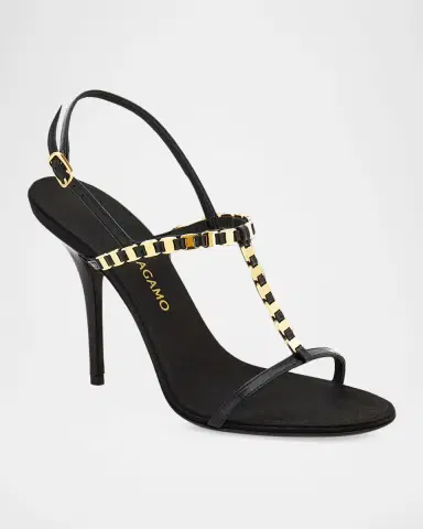 Ferragamo 95mm Estea Gancini Leather Sandals | Thumbnail 3 Ferragamo 95mm Estea Gancini Leather Sandals | Thumbnail 3