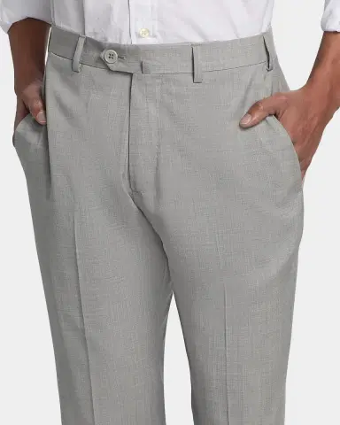 Emporio Armani Men's Wool Sharkskin Flat-Front Trousers | Thumbnail 5 Emporio Armani Men's Wool Sharkskin Flat-Front Trousers | Thumbnail 5