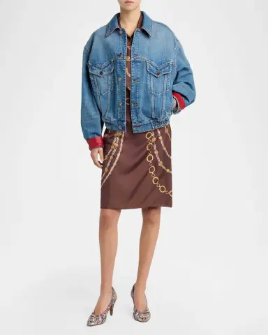 Versace Blouson Leather-Lined Denim Jacket | Thumbnail 2 Versace Blouson Leather-Lined Denim Jacket | Thumbnail 2