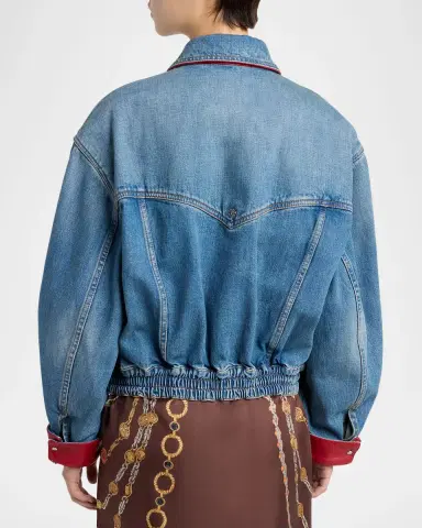 Versace Blouson Leather-Lined Denim Jacket | Thumbnail 3 Versace Blouson Leather-Lined Denim Jacket | Thumbnail 3