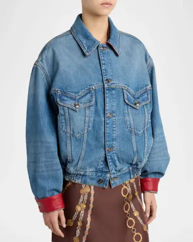 Versace Blouson Leather-Lined Denim Jacket | Thumbnail 4 Versace Blouson Leather-Lined Denim Jacket | Thumbnail 4