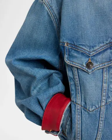 Versace Blouson Leather-Lined Denim Jacket | Thumbnail 5 Versace Blouson Leather-Lined Denim Jacket | Thumbnail 5
