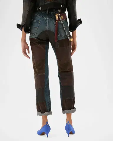 Versace Suede & Leather Patchwork Jeans | Thumbnail 3 Versace Suede & Leather Patchwork Jeans | Thumbnail 3